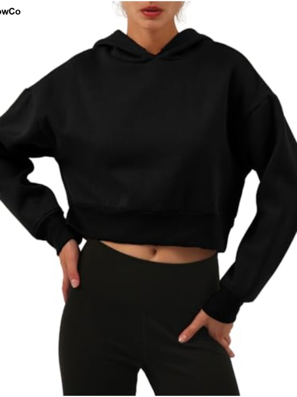 Fleece Lined Cropped Hoodie Pullover Relaxed Fit Casual